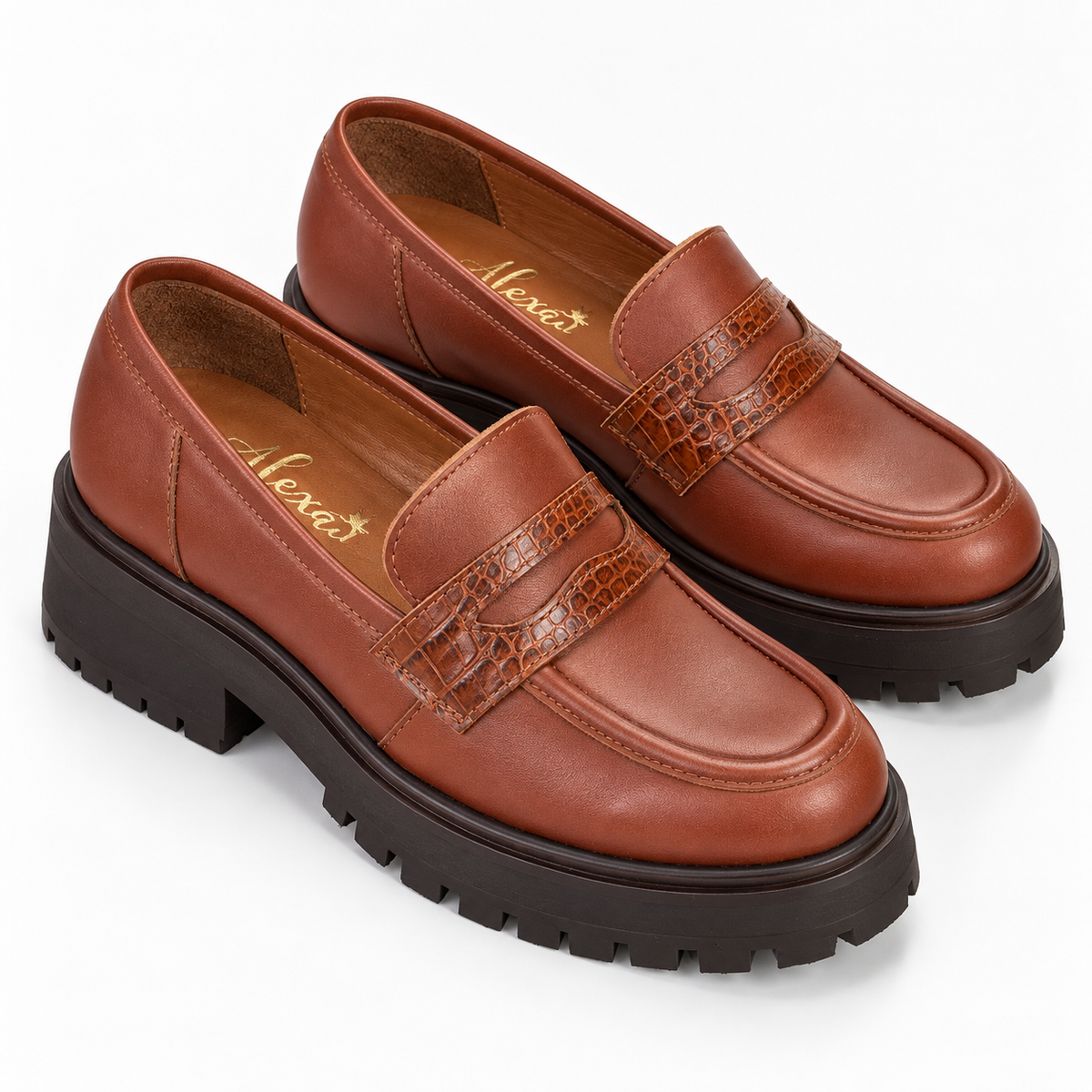 Par de mocasines Mónaco marrón con suela track negra