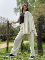 Blazer Dana de Lino con Estampado de Rayas y Corte Relajado