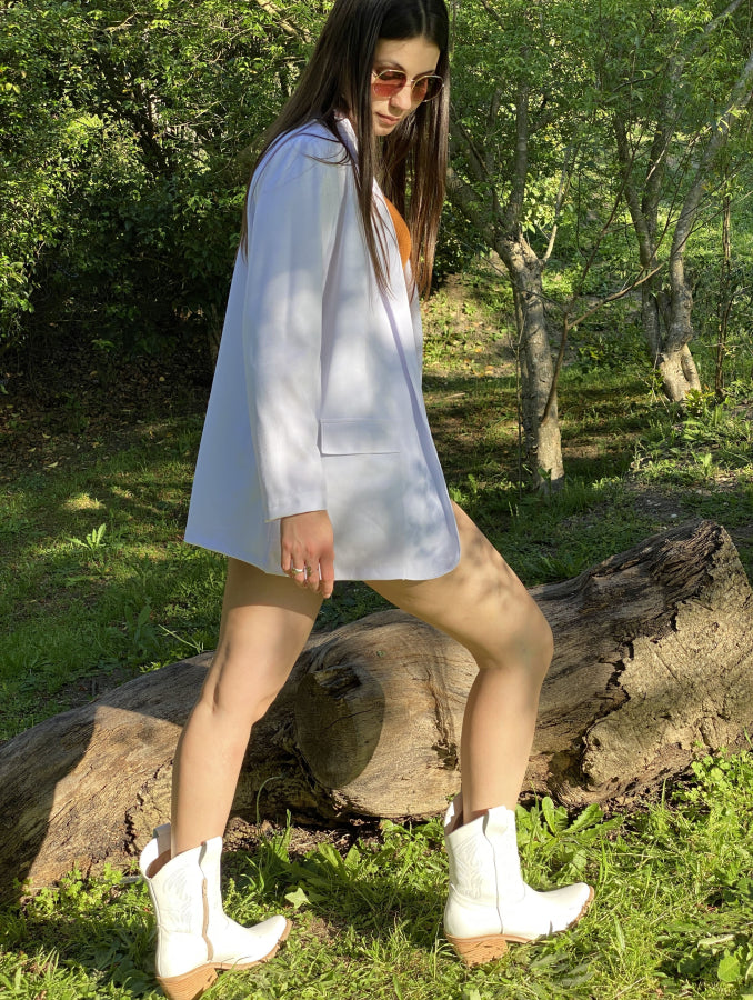 Blazer Marina Sastre de Caída Fluida y Línea Relajada