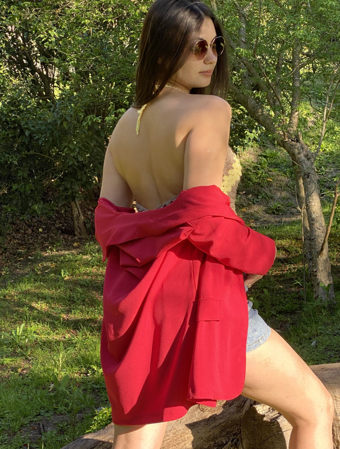 Blazer Marina Sastre de Caída Fluida y Línea Relajada