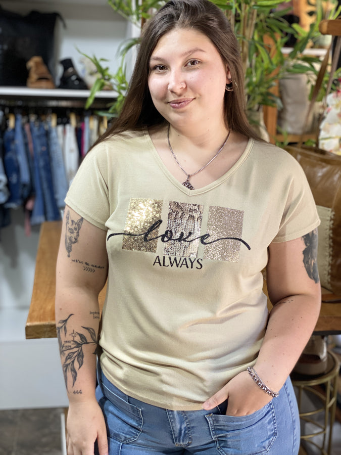 Blusa Always con Escote en V y Apliques Brillantes Blanco