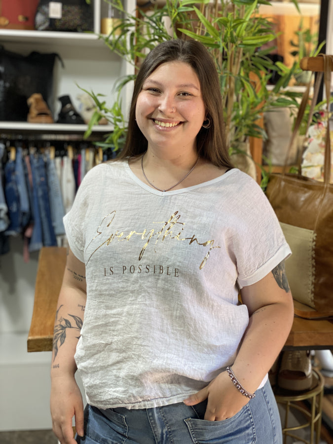 Blusa Sheila Texturizada con Inscripción Foil Dorado