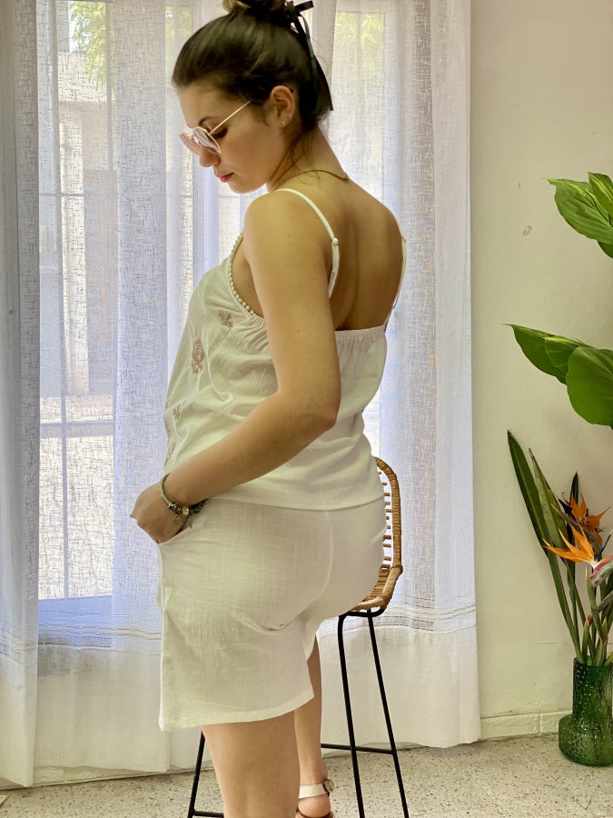 Blusa Audrey Tejida con Diseño Geométrico de Rombos