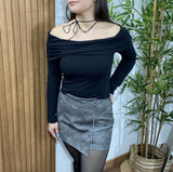 Blusa Sasha de Morley con Cuello Bote y Manga Larga