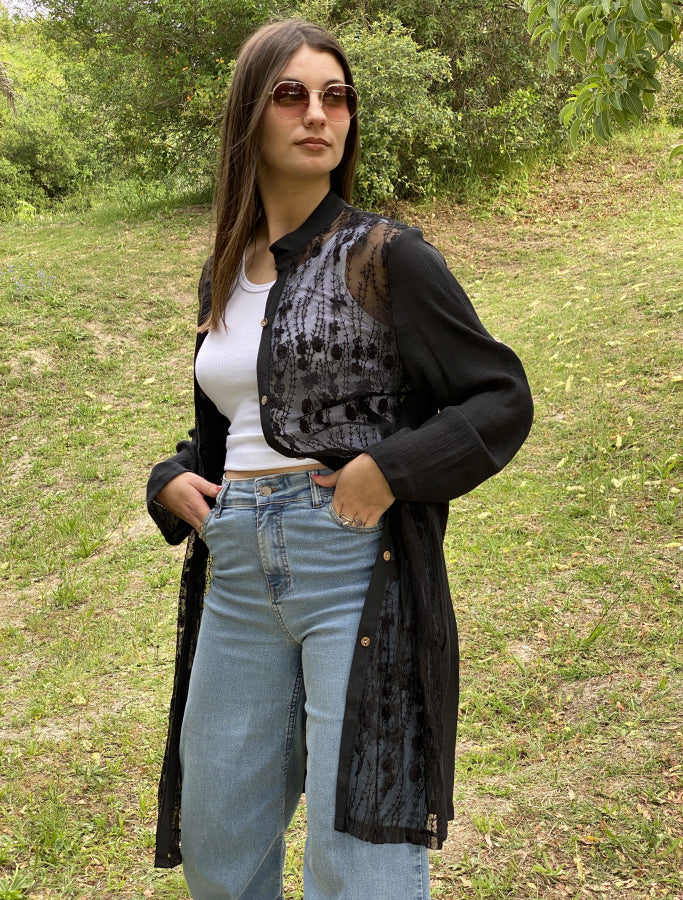 Camisa Agostina en Encaje Floral Éter