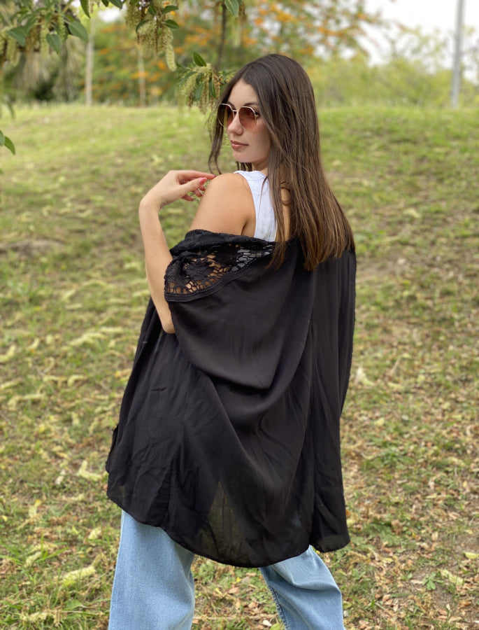 Camisa Agostina en Encaje Floral Éter