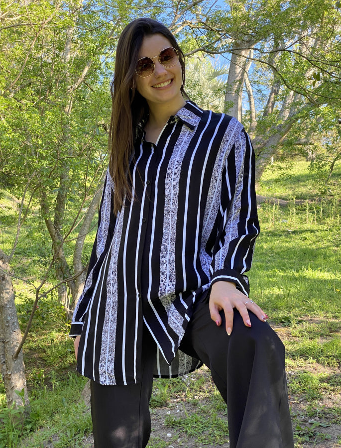 Camisa Caterina en Viscosa Lineal Texturizada