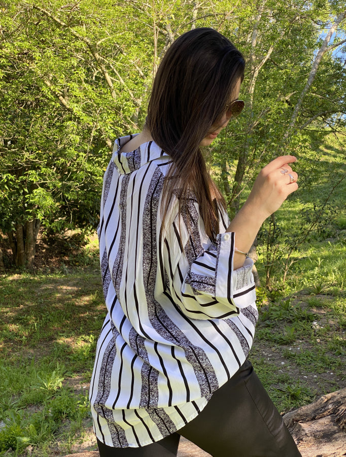 Camisa Caterina en Viscosa Lineal Texturizada