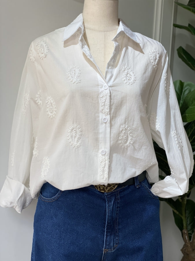 Camisa Georgina en Broderie Artesanal