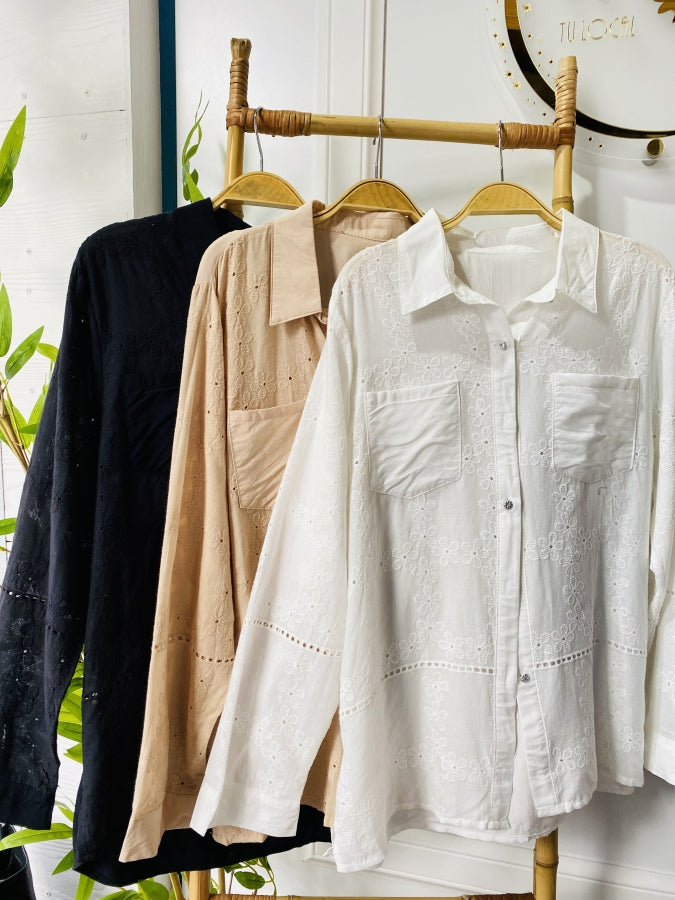 Camisa Inna en Broderie y Cristal