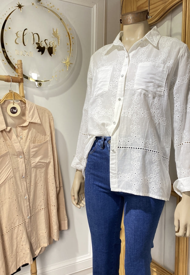 Camisa Inna en Broderie y Cristal