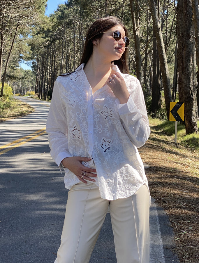 Camisa Leigth en Broderie