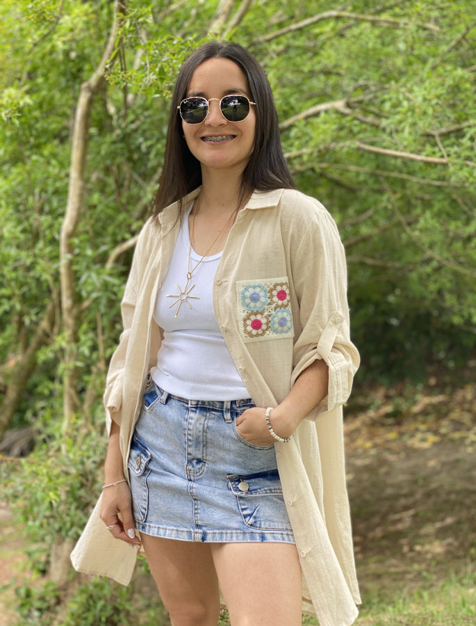 Camisa Lily en Lino Artesanal y Crochet
