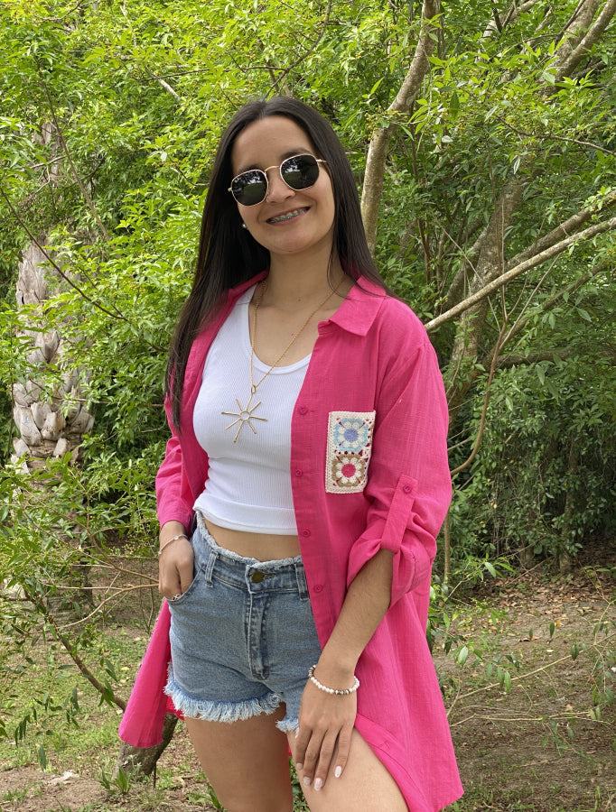 Camisa Lily en Lino Artesanal y Crochet