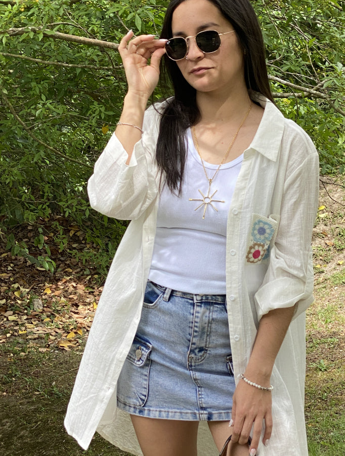 Camisa Lily en Lino Artesanal y Crochet