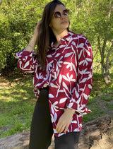 Camisa Palmira en Viscosa de Estampa Botánica