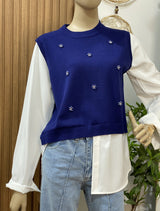 Camisa Sheila en Popelín y Chaleco Floral Perlado