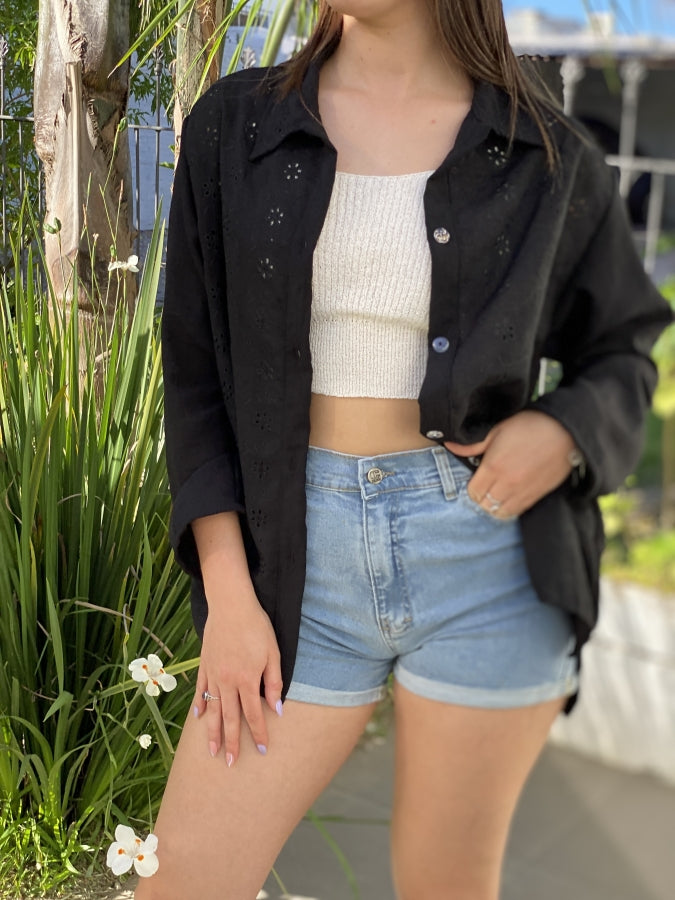 Camisa Gynny en Lino y Broderie