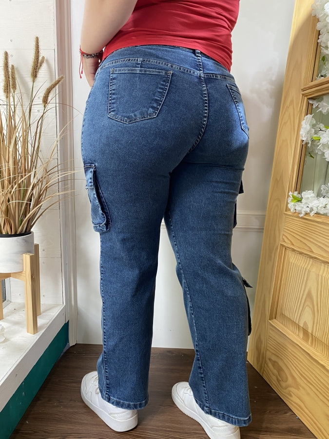 Pantalón Cargo 19 en Denim de Corte Recto