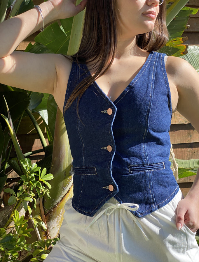 Chaleco Irene en Denim Deep Blue