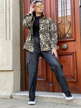 Chaqueta Denim Nadine Oversize Animal Print Leopardo
