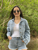 Chaqueta Denim Cropped Orange