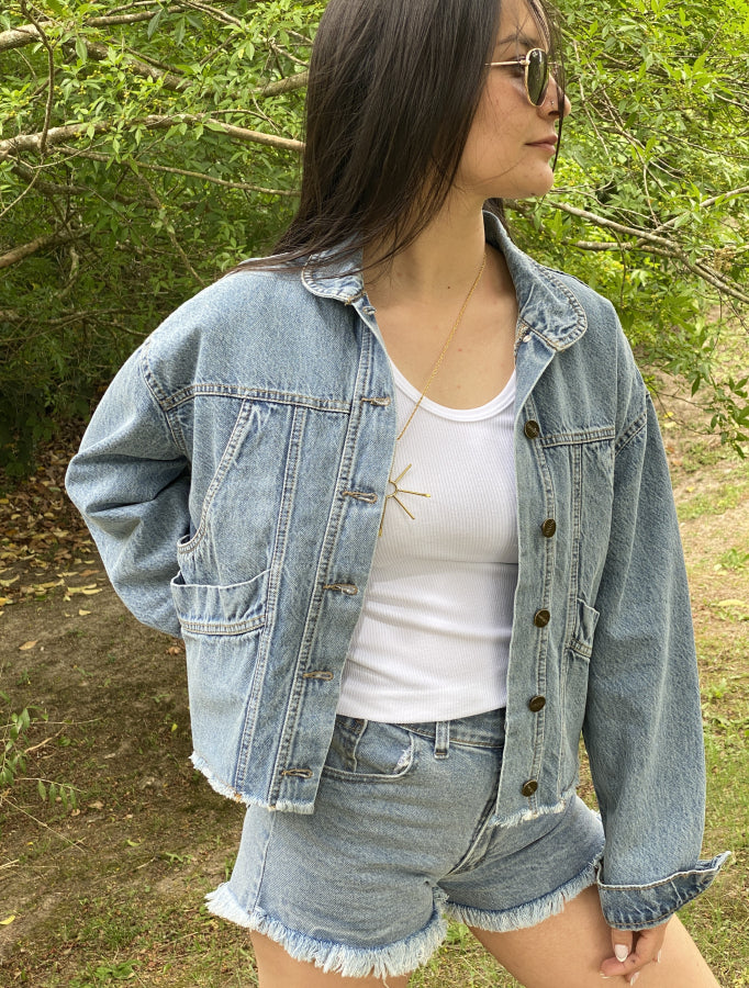 Chaqueta Denim Cropped Orange