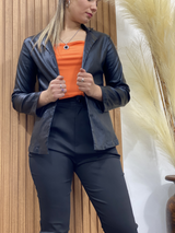 Chaqueta Blazer Leyna Engomada Metalizada