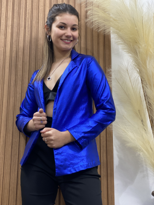 Chaqueta Blazer Leyna Engomada Metalizada