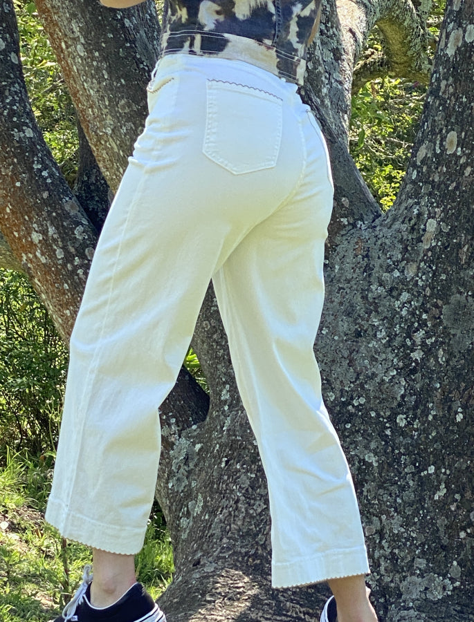 Pantalón Culotte Calie en Denim Blanco