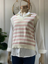 Chaleco Valerie Tejido a Rayas con Camisa