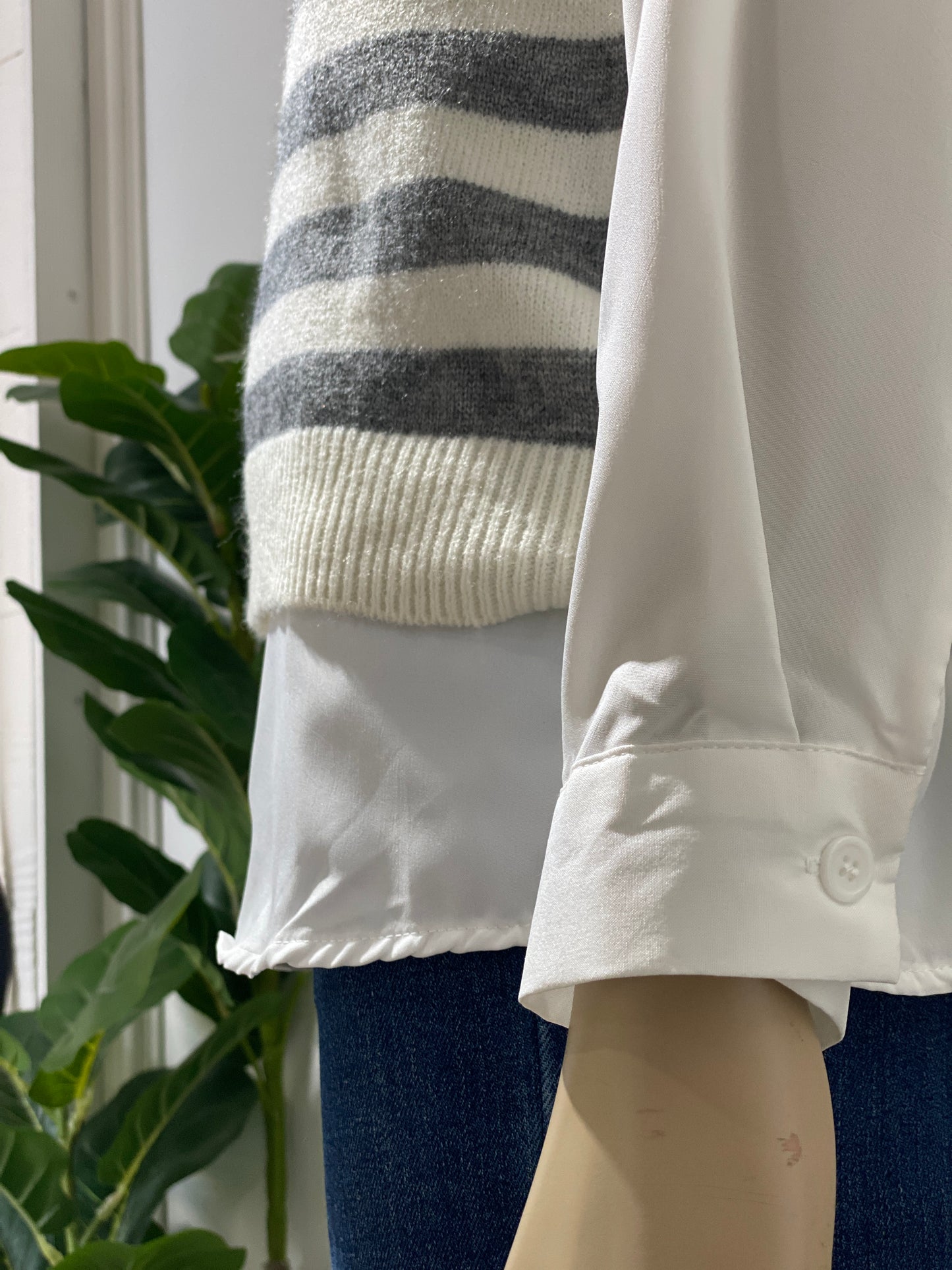 Chaleco Valerie Tejido a Rayas con Camisa