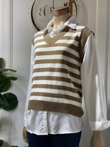 Chaleco Valerie Tejido a Rayas con Camisa