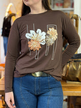 Remera con Flores Annie - Marrón