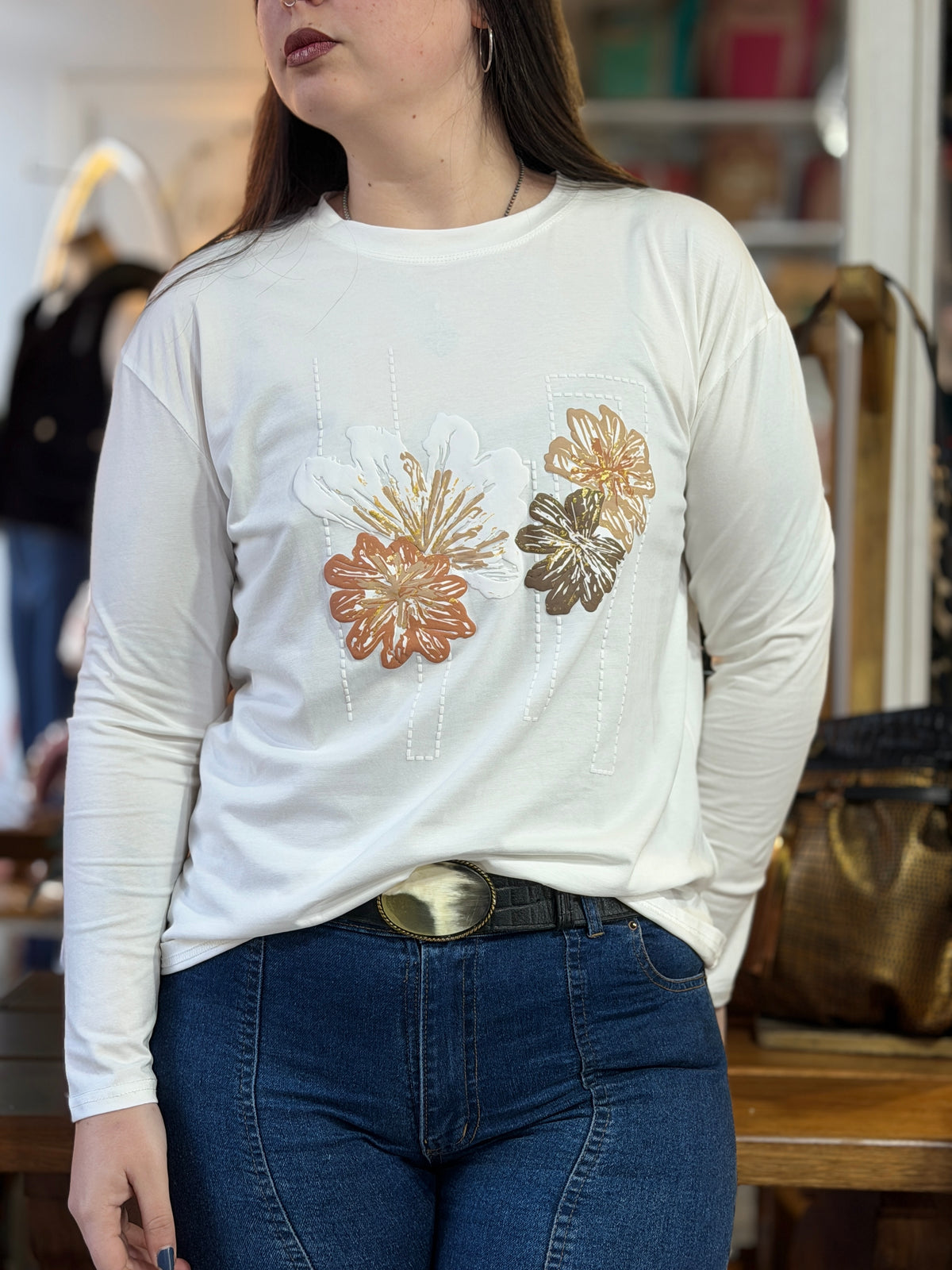 Remera con Flores Annie - Blanco