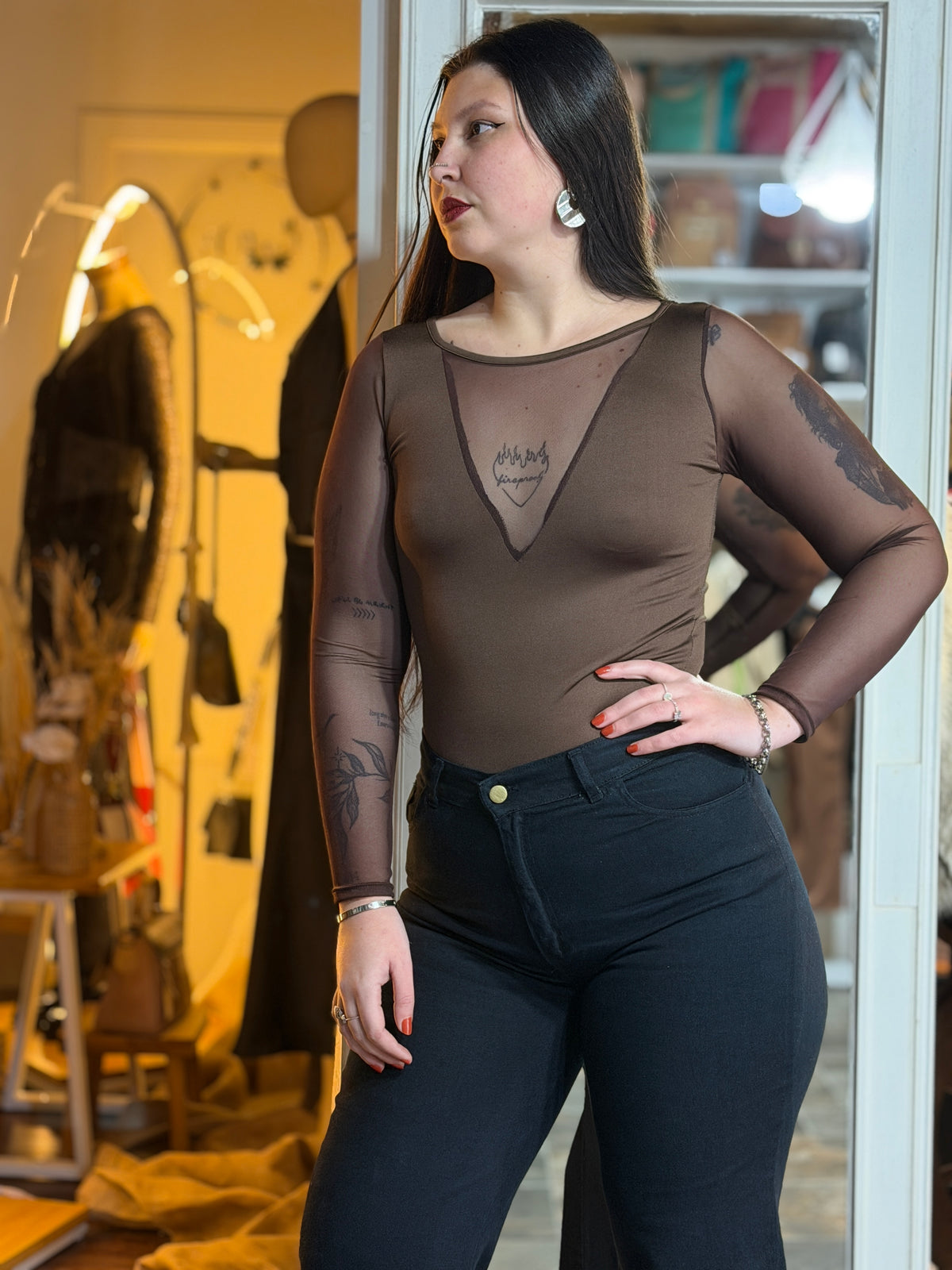 Body Ofelia Manga Larga de Tul