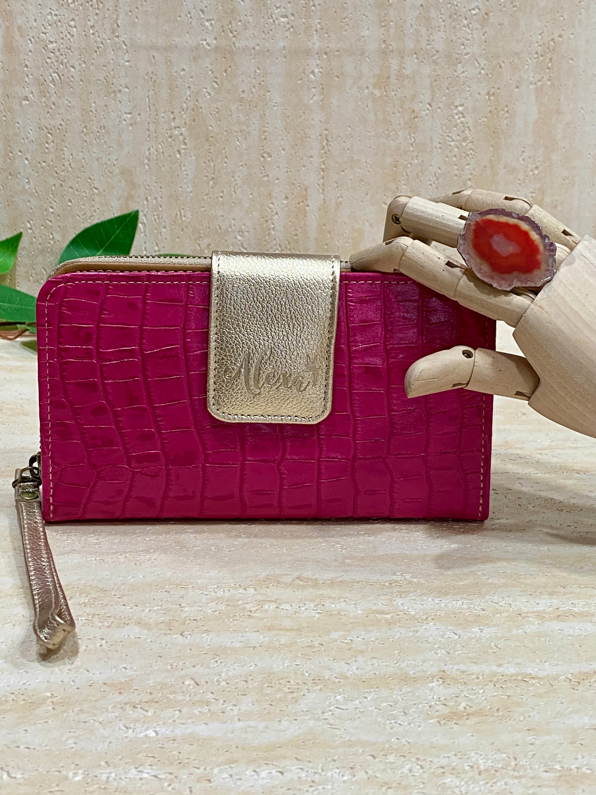 Billetera California de Cuero Alexa - Fucsia
