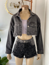 Campera Jean Negro con Lentejuelas Ethel