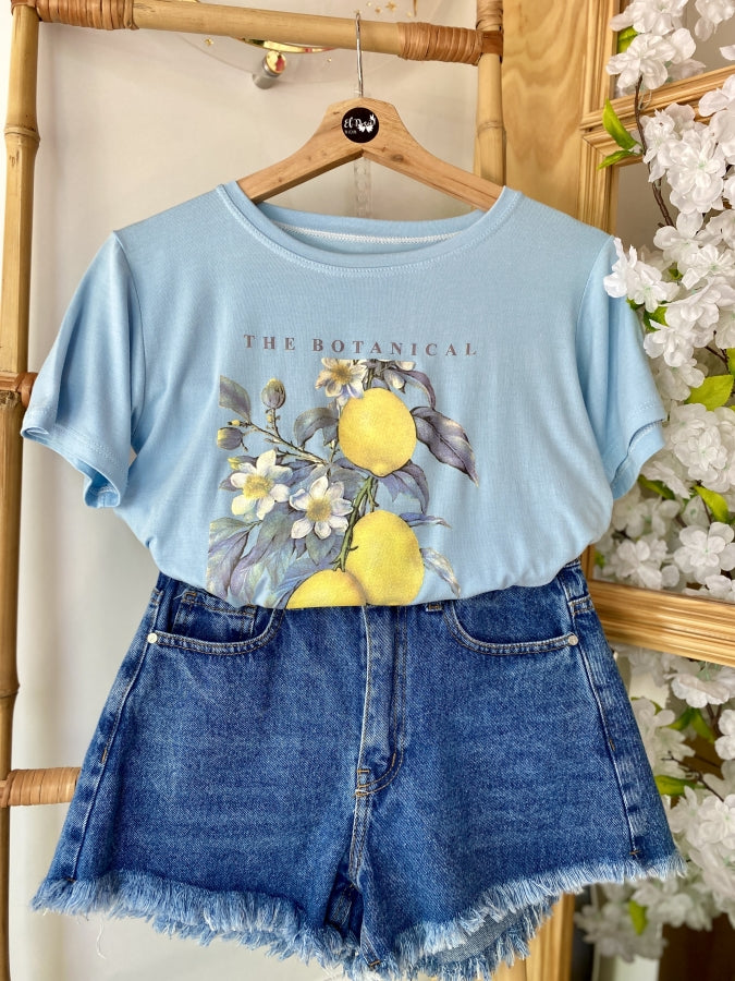 Remera Janel en Algodón con Estampado de Limones Mediterráneos
