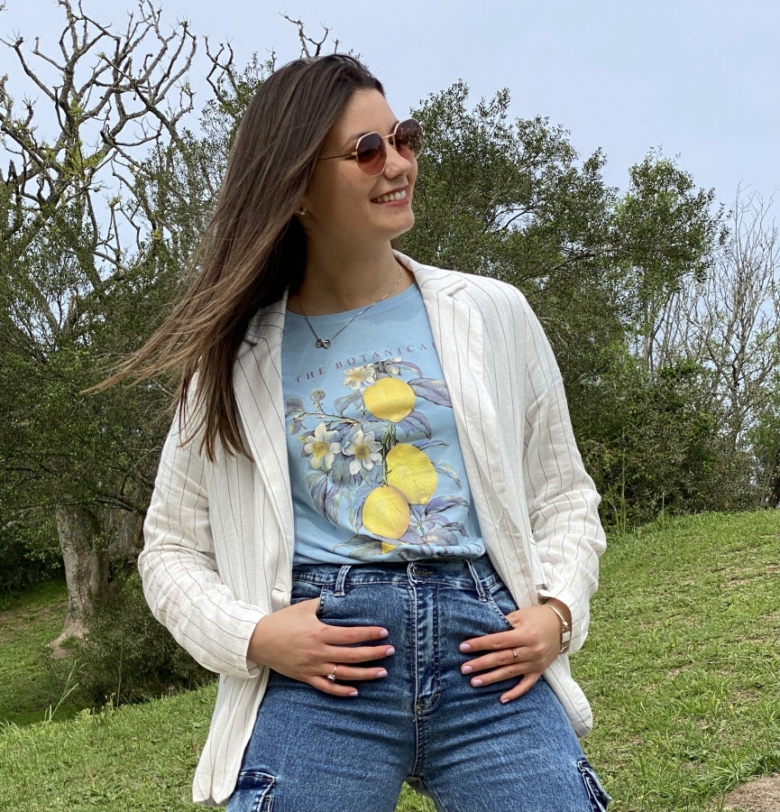 Remera Janel en Algodón con Estampado de Limones Mediterráneos