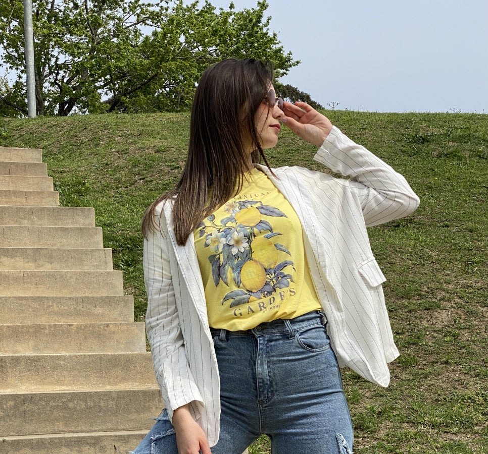 Remera Janel en Algodón con Estampado de Limones Mediterráneos