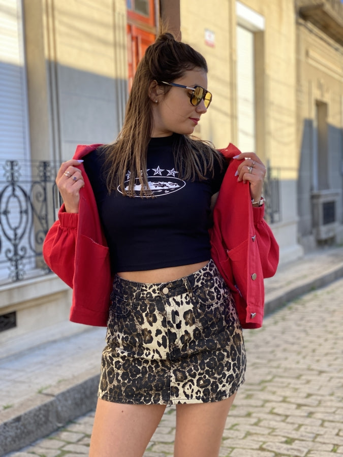 Mini Nicole en Denim Leopard Safari