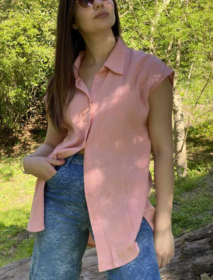 Camisa Musculosa Cristal en Muselina Vaporosa