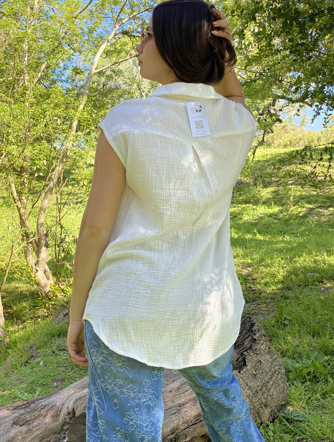 Camisa Musculosa Cristal en Muselina Vaporosa