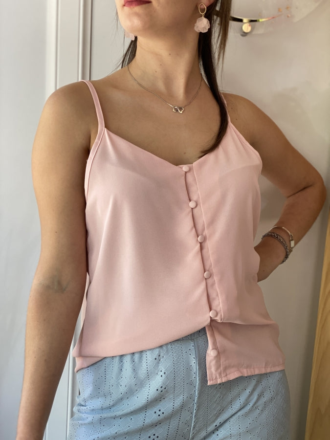Musculosa Anaberyl con Botones Multicolor y Textura Canale