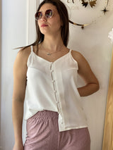 Musculosa Anaberyl con Botones Multicolor y Textura Canale
