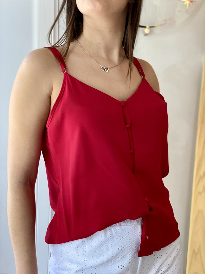 Musculosa Anaberyl con Botones Multicolor y Textura Canale