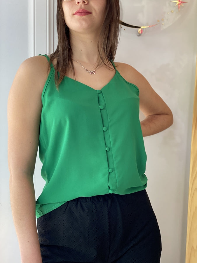 Musculosa Anaberyl con Botones Multicolor y Textura Canale