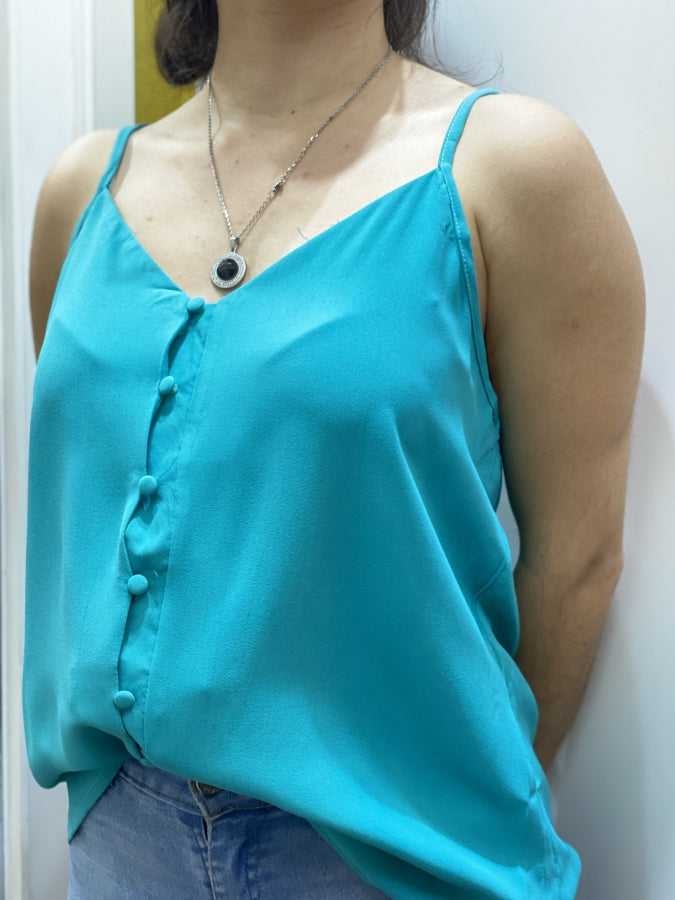 Musculosa Anaberyl con Botones Multicolor y Textura Canale