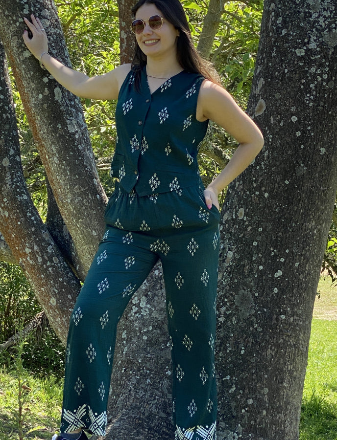 Pantalón Palazzo Melina Estampado Geométrico